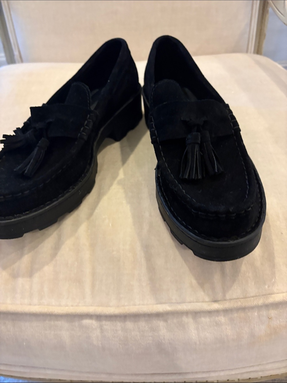 Born Black Suede Tassel Loafers for Women
